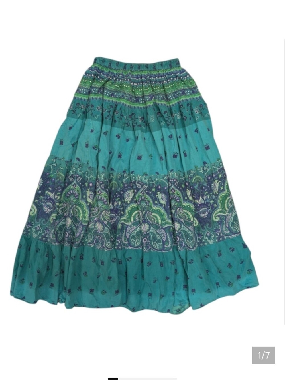 Vintage Phool Boho 100% Cotton Paisley Skirt Made in India Size Medium